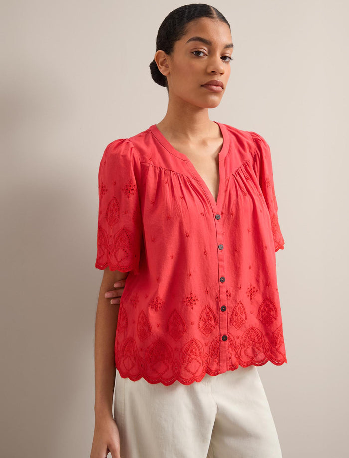 cefinn Bonnie Organic Cotton Blouse - Coral Blouse