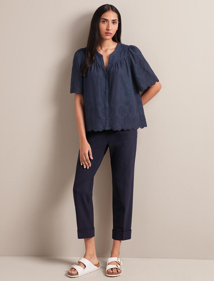 Cefinn Bonnie Organic Cotton Blouse - Navy Blouse
