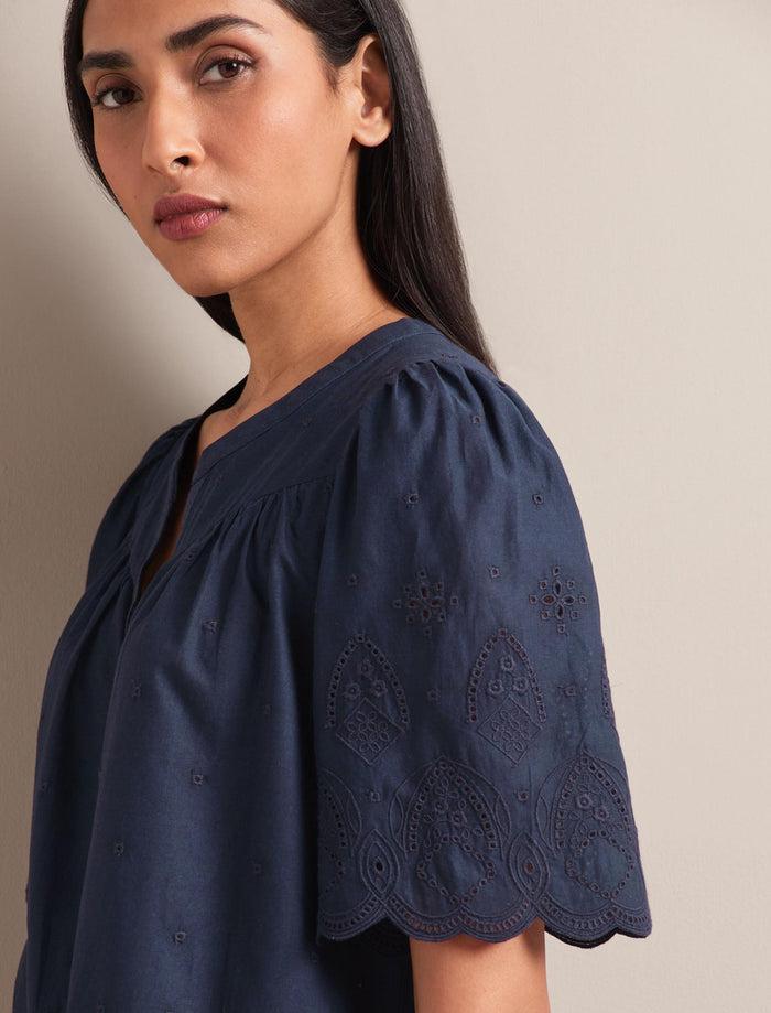 Cefinn Bonnie Organic Cotton Blouse - Navy Blouse