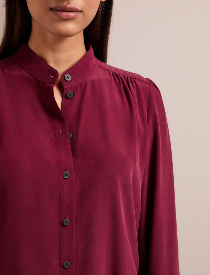 Cefinn Brenna Silk Shirt - Burgundy Shirt