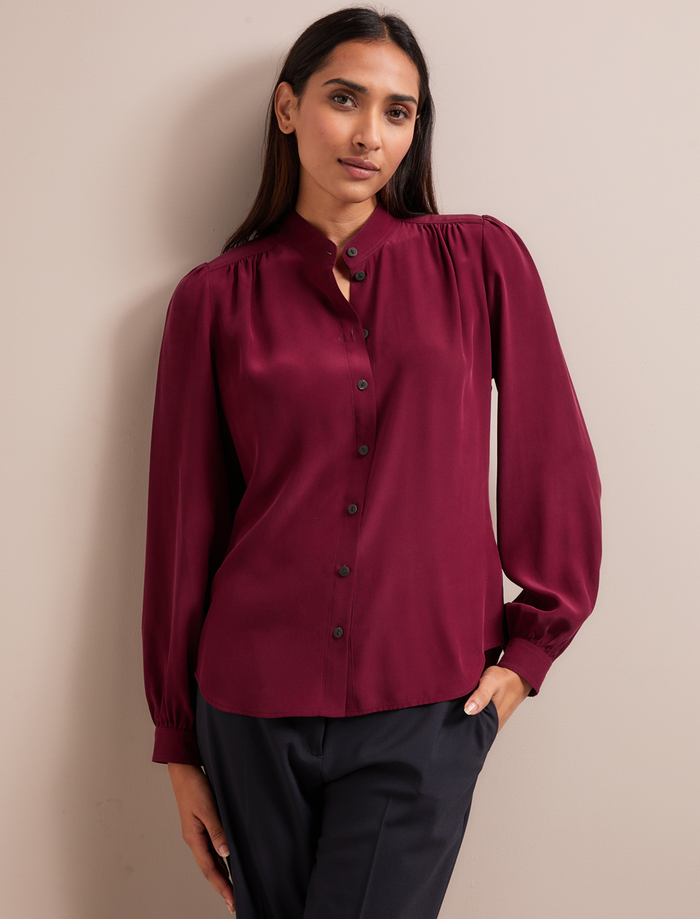 cefinn Brenna Silk Shirt - Burgundy Shirt
