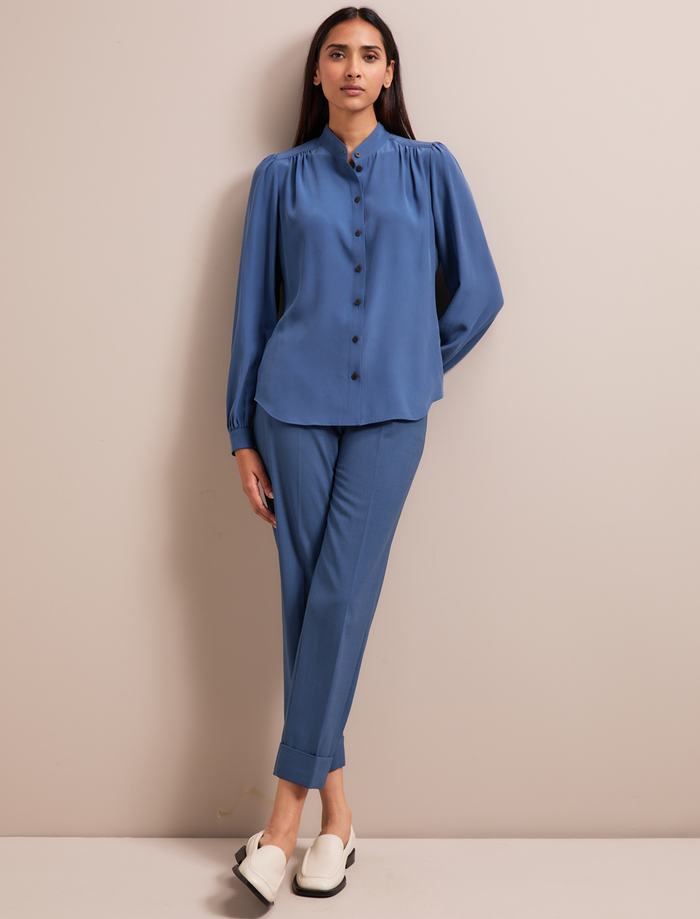 Cefinn Brenna Silk Shirt - Slate Blue Shirt
