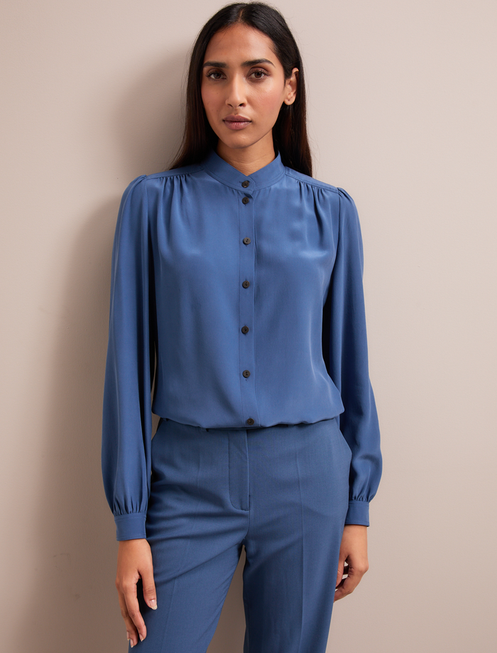 cefinn Brenna Silk Shirt - Slate Blue Shirt