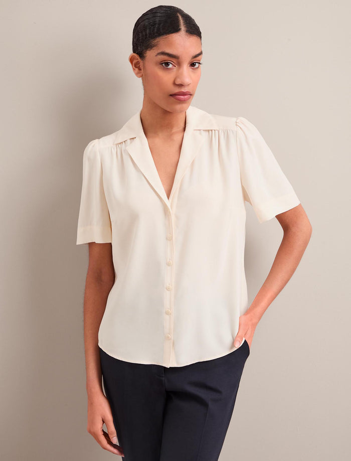 cefinn Bronwyn Silk Blouse - Cream Shirt