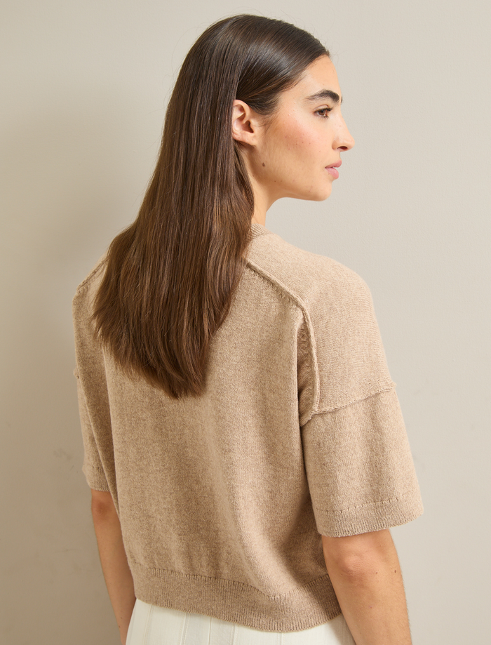 Cefinn Casey Cotton Blend Cardigan - Taupe Knit