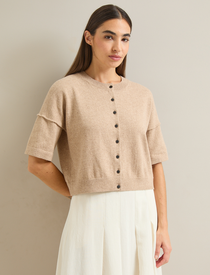 cefinn Casey Cotton Blend Cardigan - Taupe Knit