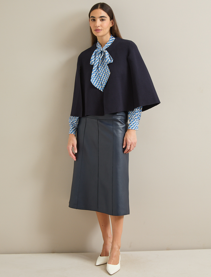 Cefinn Cecily Cotton Blend Cape - Navy Knit