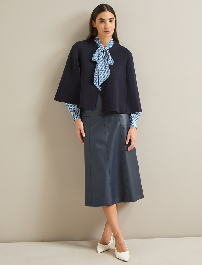 Cefinn Cecily Cotton Blend Cape - Navy Knit