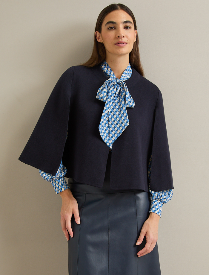 cefinn Cecily Cotton Blend Cape - Navy Knit