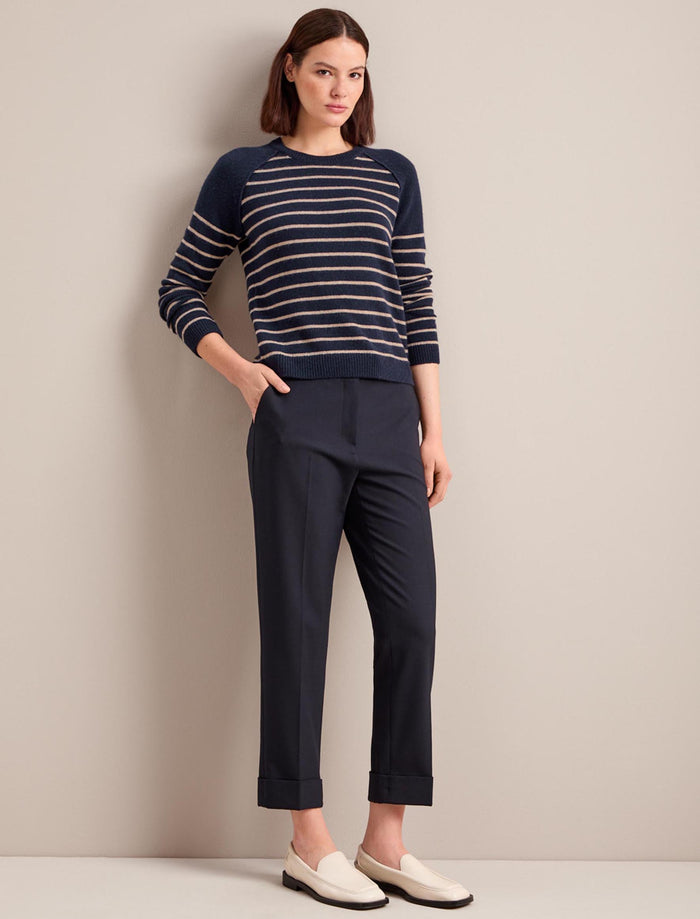 Cefinn Drew Cashmere Jumper - Navy Sand Stripe Knit