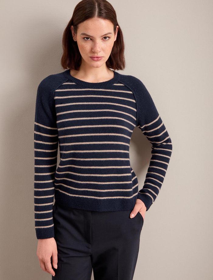 Cefinn Drew Cashmere Jumper - Navy Sand Stripe Knit