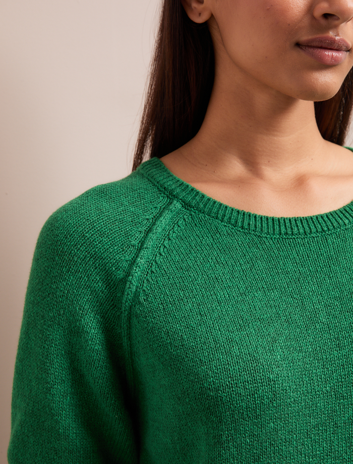 Cefinn Drew Linen Blend Jumper - Emerald Green Knit