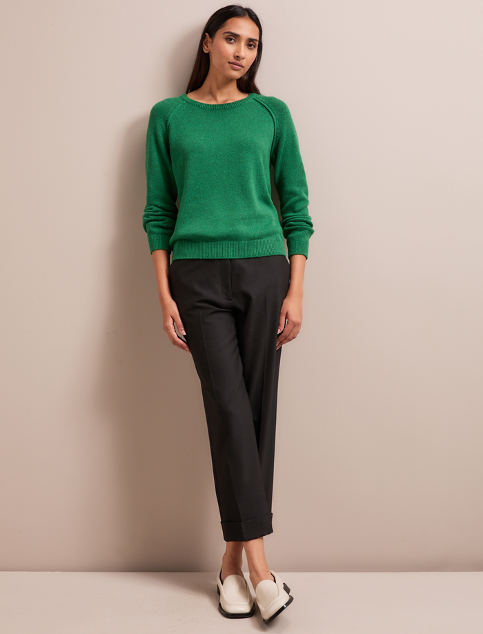 Cefinn Drew Linen Blend Jumper - Emerald Green Knit