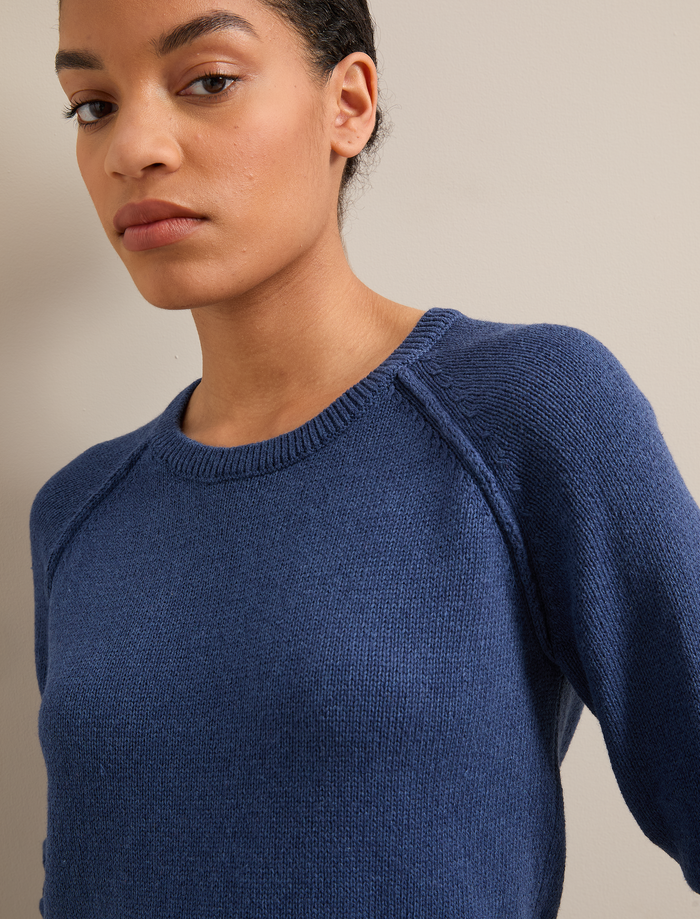 Cefinn Drew Linen Blend Jumper - Indigo Knit