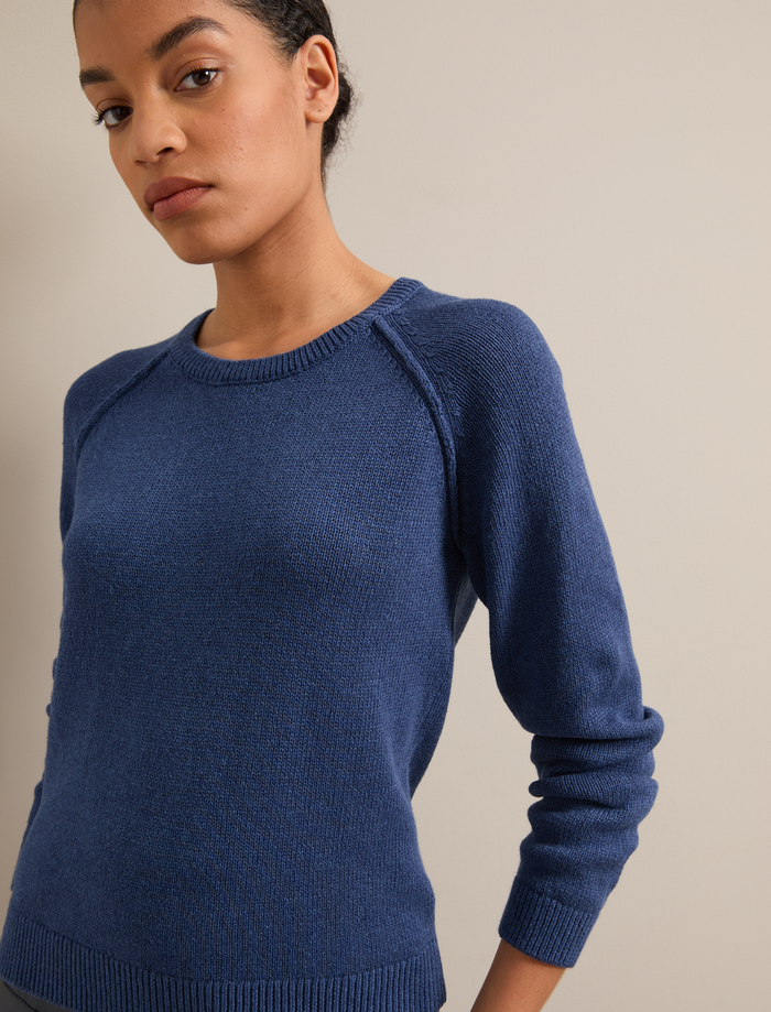 Cefinn Drew Linen Blend Jumper - Indigo Knit