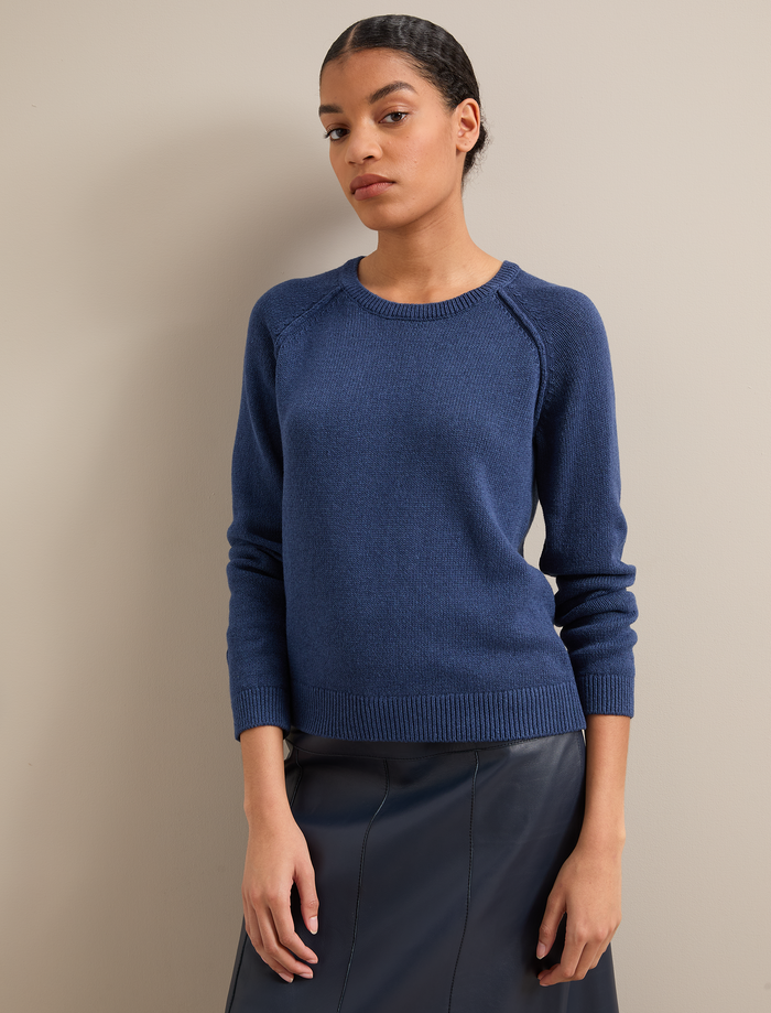 cefinn Drew Linen Blend Jumper - Indigo Knit