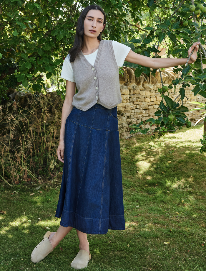 Cefinn Fiona Denim Midi Skirt - Dark Blue Skirt