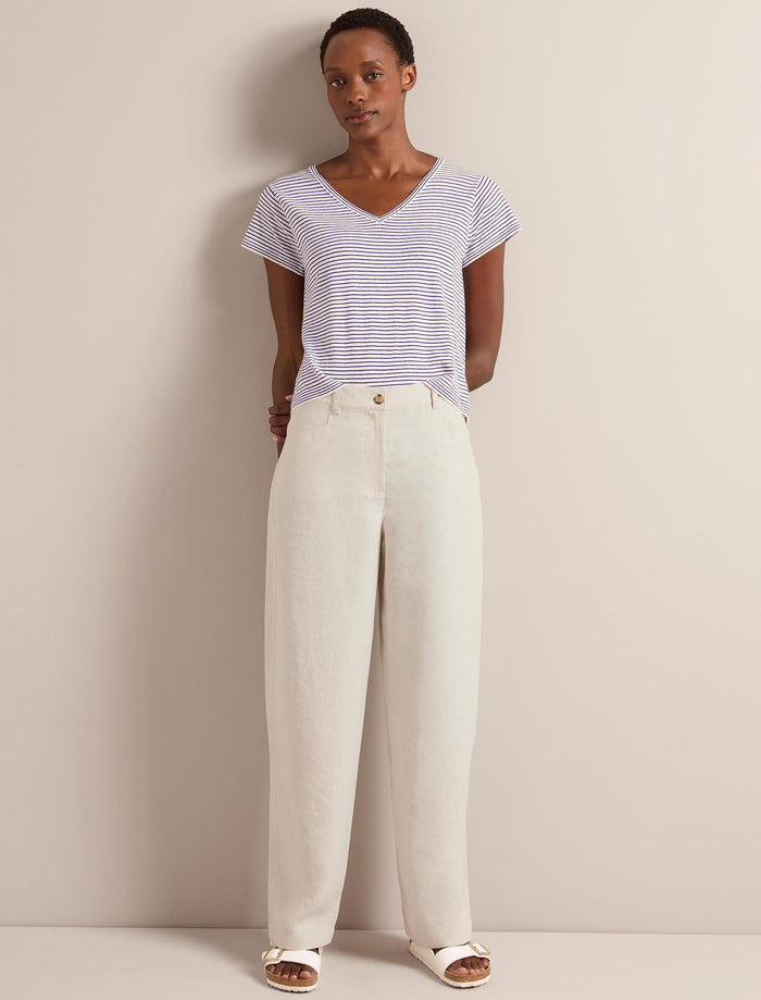 Cefinn Hudson Techni Linen Trouser - Cream Trouser