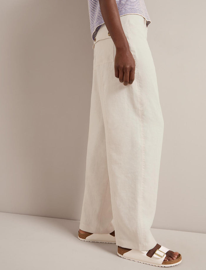 Cefinn Hudson Techni Linen Trouser - Cream Trouser