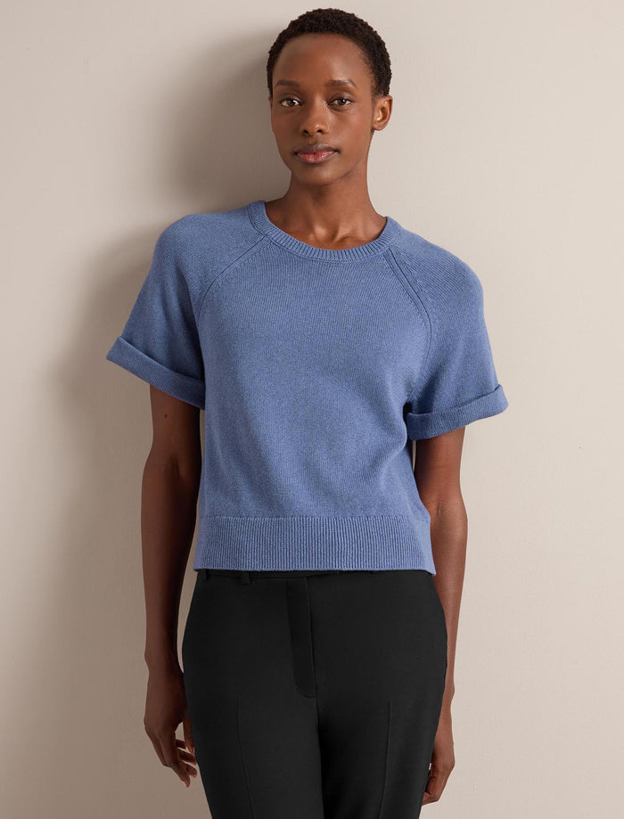 Cefinn Jerry Linen Blend Jumper - Denim Blue Knit