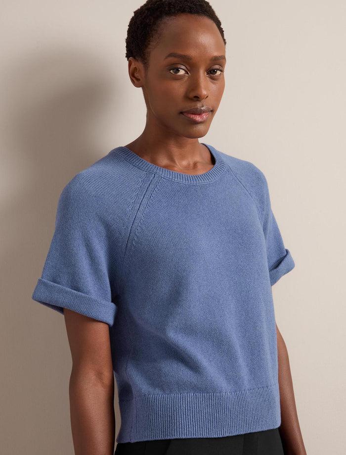 cefinn Jerry Linen Blend Jumper - Denim Blue Knit