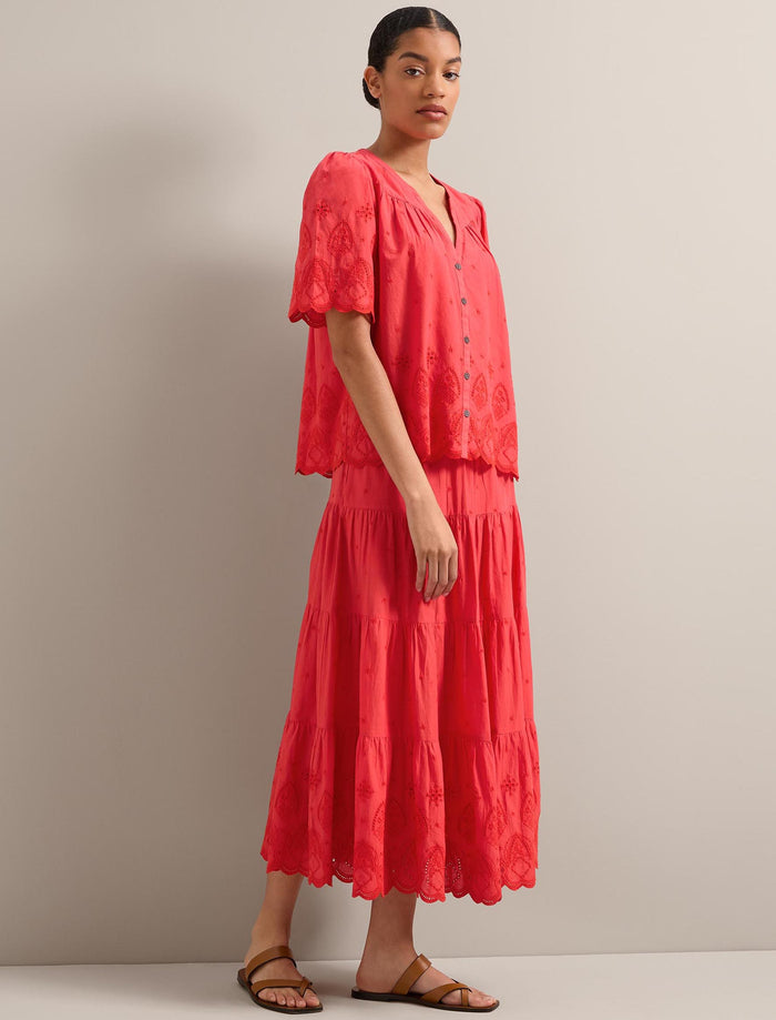 cefinn Kira Organic Cotton Skirt - Coral Skirt