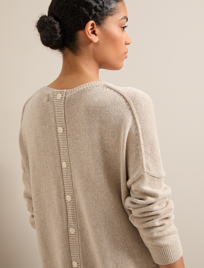 Cefinn Lainey Linen Blend Jumper - Taupe Knit