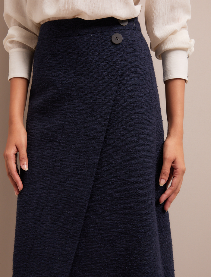 Cefinn Layla Boucle Tweed Maxi Skirt - Navy Skirt