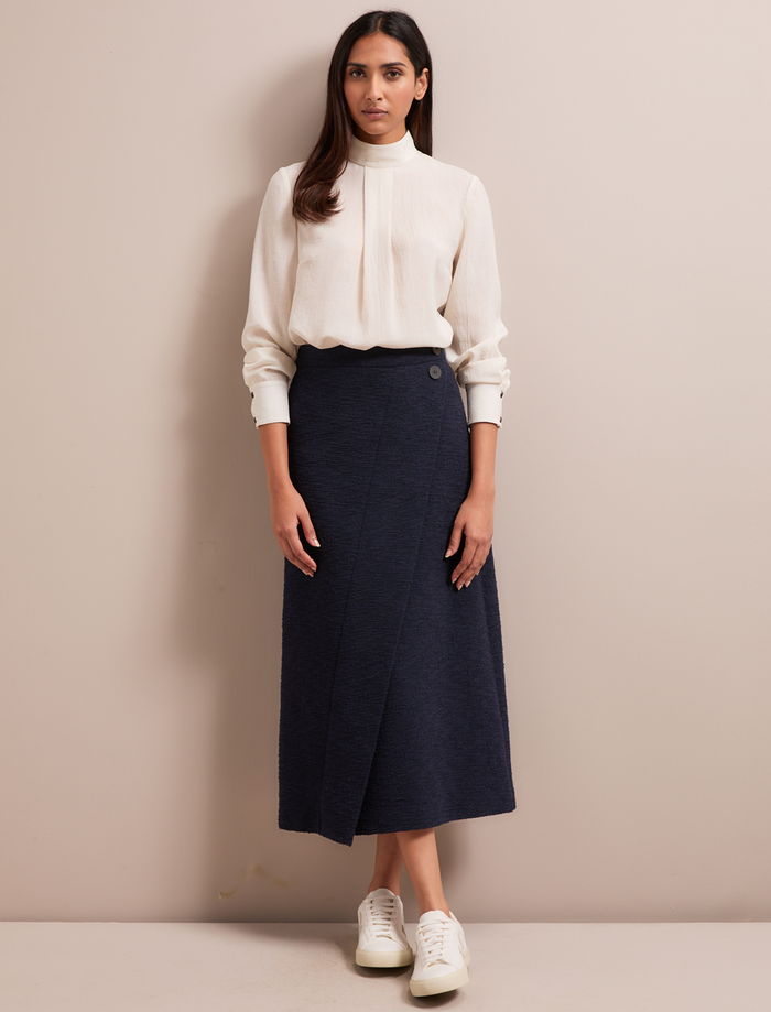 cefinn Layla Boucle Tweed Maxi Skirt - Navy Skirt