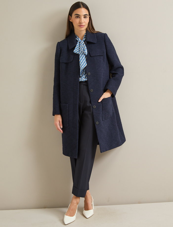 cefinn Logan Bouclé Tweed Coat - Navy Coat