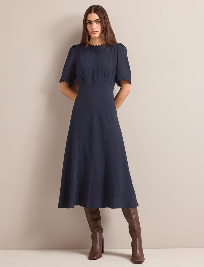 Cefinn Lucy Techni Voile Midi Dress - Navy Dress