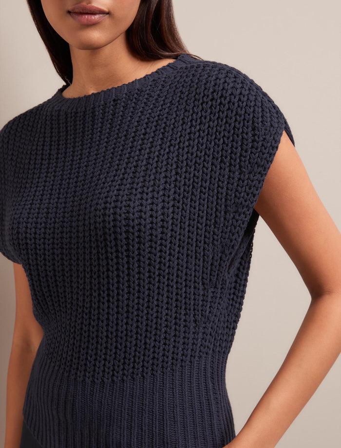 cefinn Quinn Cotton Blend Vest - Navy Knit