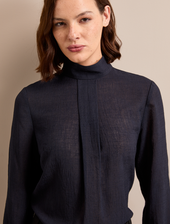 Cefinn Riley Techni Voile Blouse - Navy Blouse