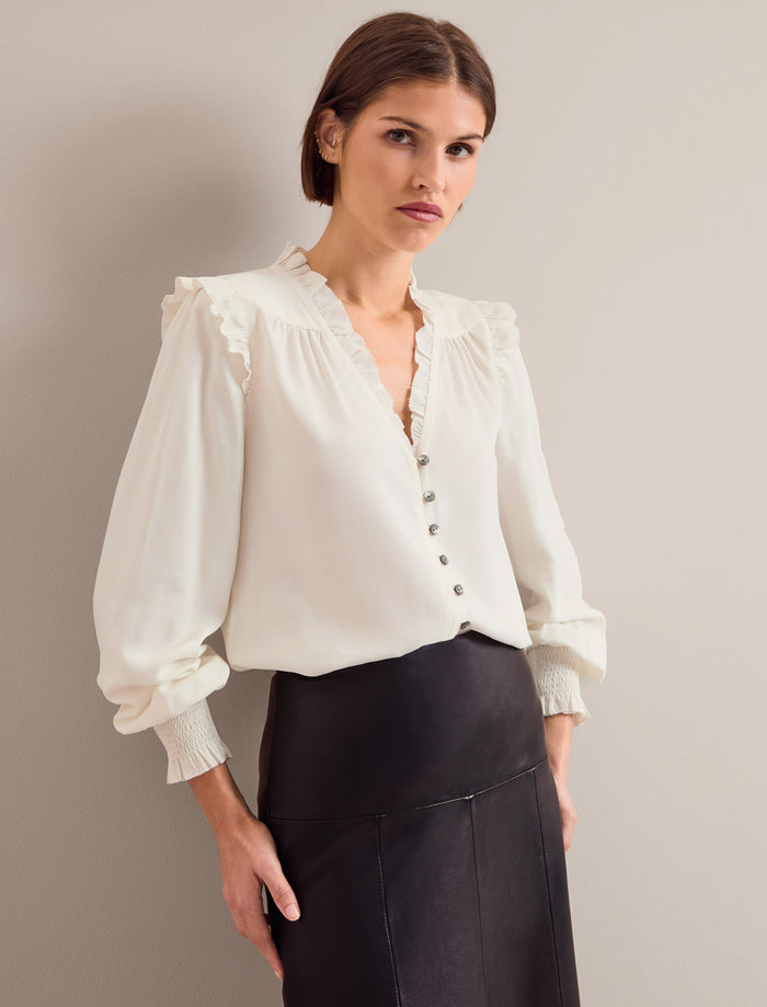 cefinn Stella Silk Shirt - Cream Shirt