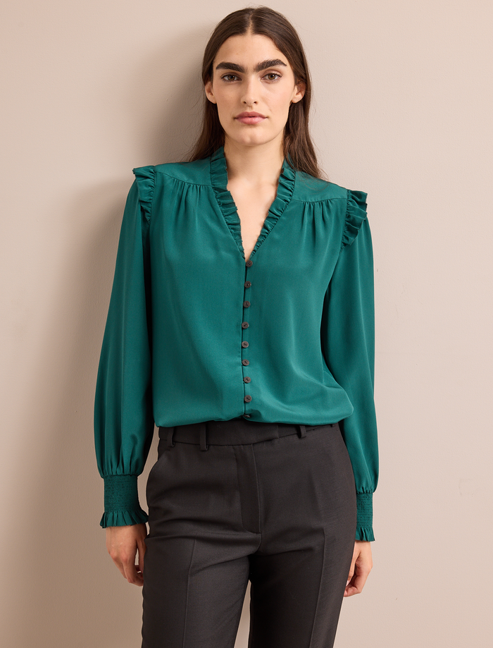 Cefinn Stella Silk Shirt - Dark Green Shirt