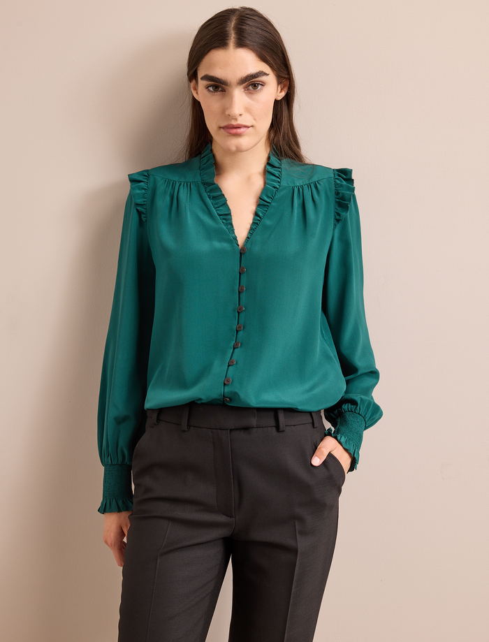 cefinn Stella Silk Shirt - Dark Green Shirt