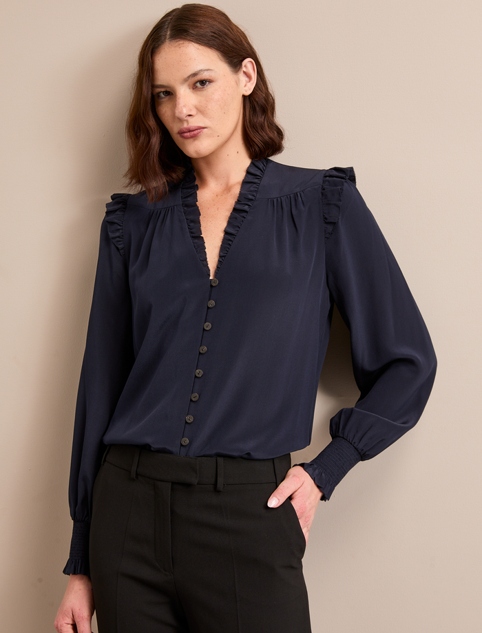 cefinn Stella Silk Shirt - Navy Shirt