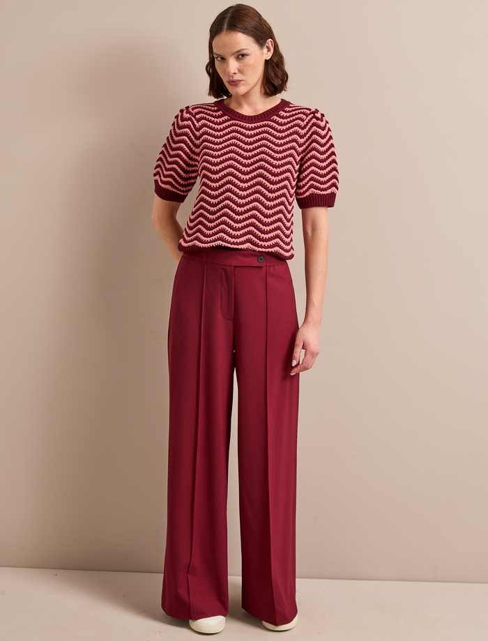 cefinn Teo Wool Trouser - Burgundy Trouser