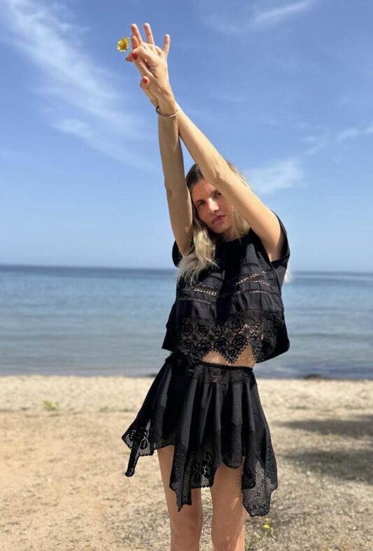 Cefinn Tiana Leather Midi Skirt - Black Skirt