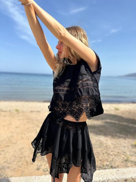 Cefinn Tiana Leather Midi Skirt - Black Skirt