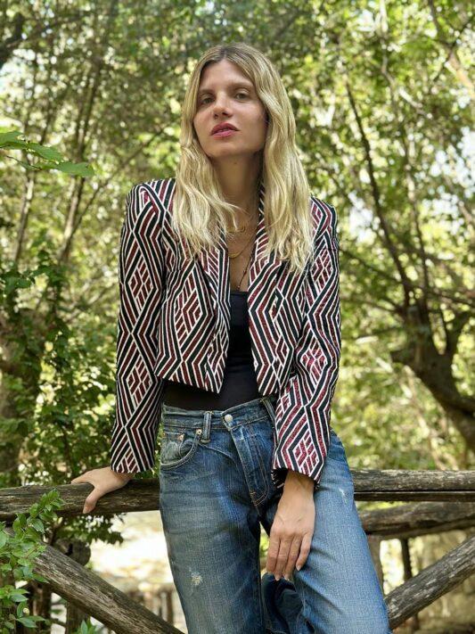 Cefinn Velma Cotton Vest - Cream Navy Stripe Knit