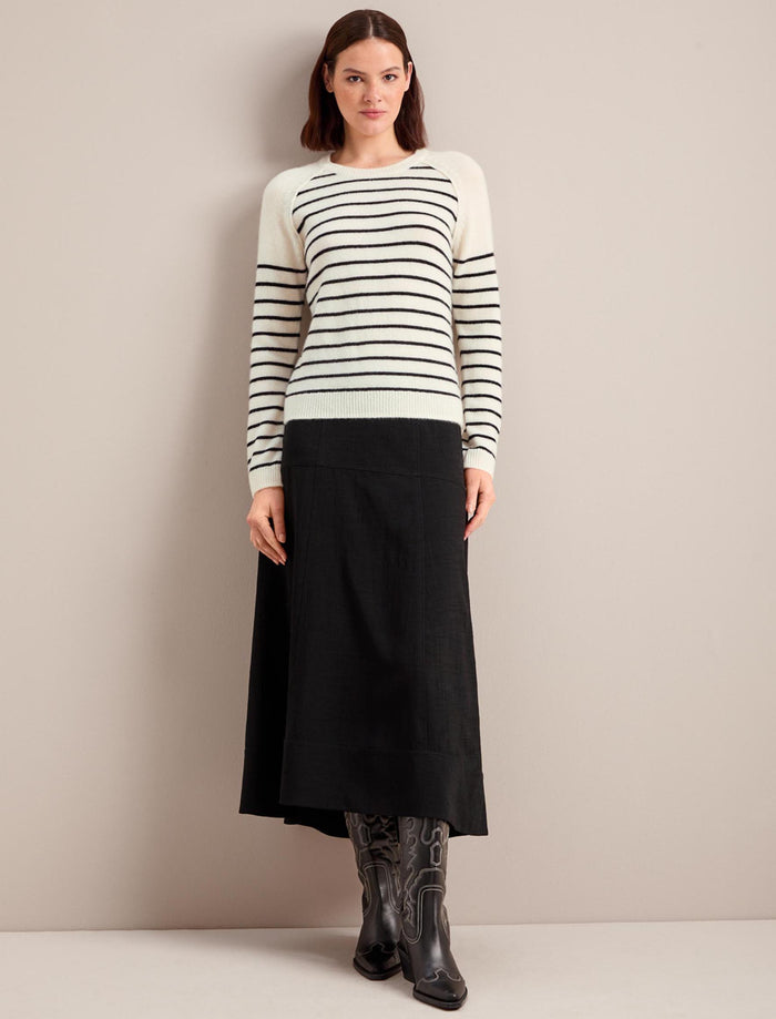 Cefinn Drew Cashmere Jumper - Cream Black Stripe Knit