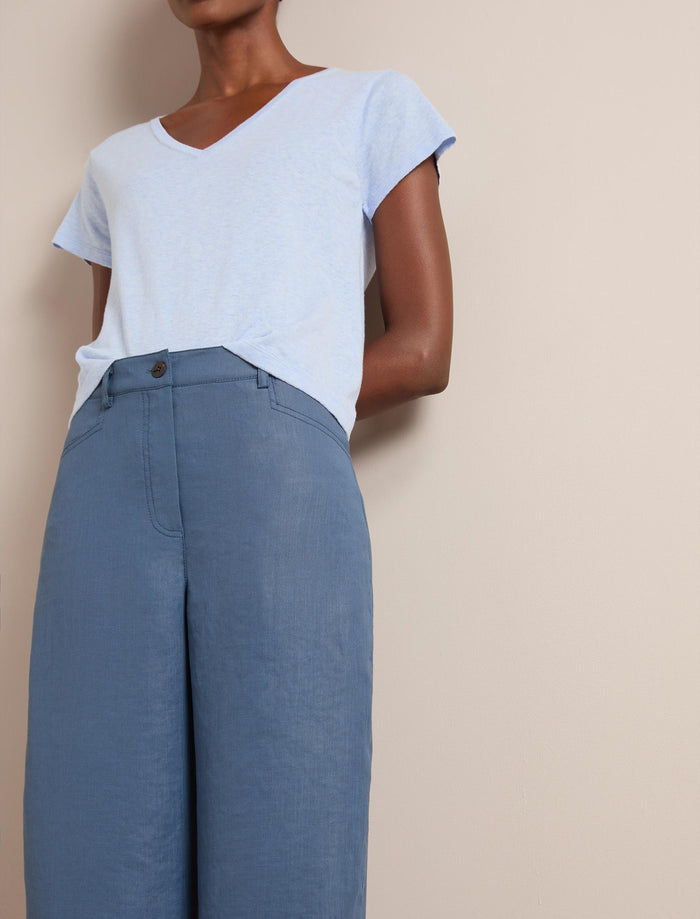 Cefinn Hudson Techni Linen Trouser - Dark Blue Trouser