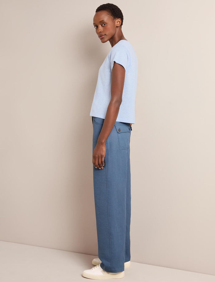 Cefinn Hudson Techni Linen Trouser - Dark Blue Trouser