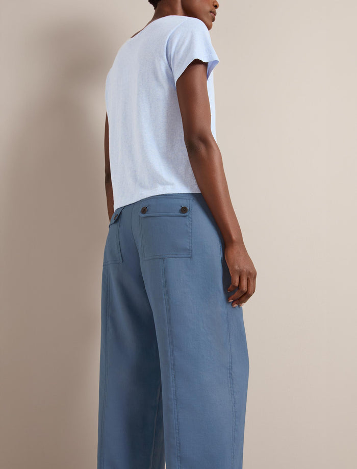 Cefinn Hudson Techni Linen Trouser - Dark Blue Trouser