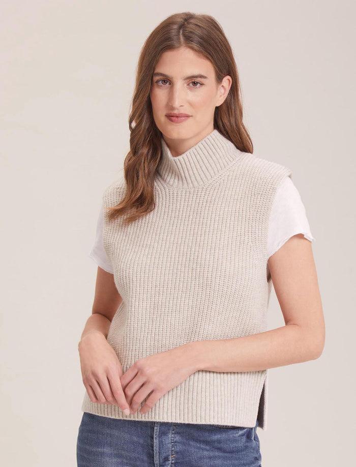 cefinn Janie Cashmere Blend Funnel Neck Sleeveless Jumper - Oatmeal Knit