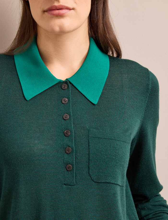 Cefinn Josie Merino Wool Blend Jumper - Dark Green Emerald Green Knit