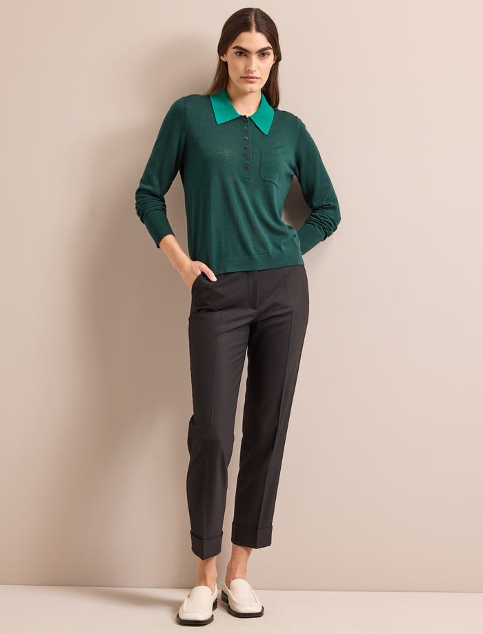 Cefinn Josie Merino Wool Blend Jumper - Dark Green Emerald Green Knit