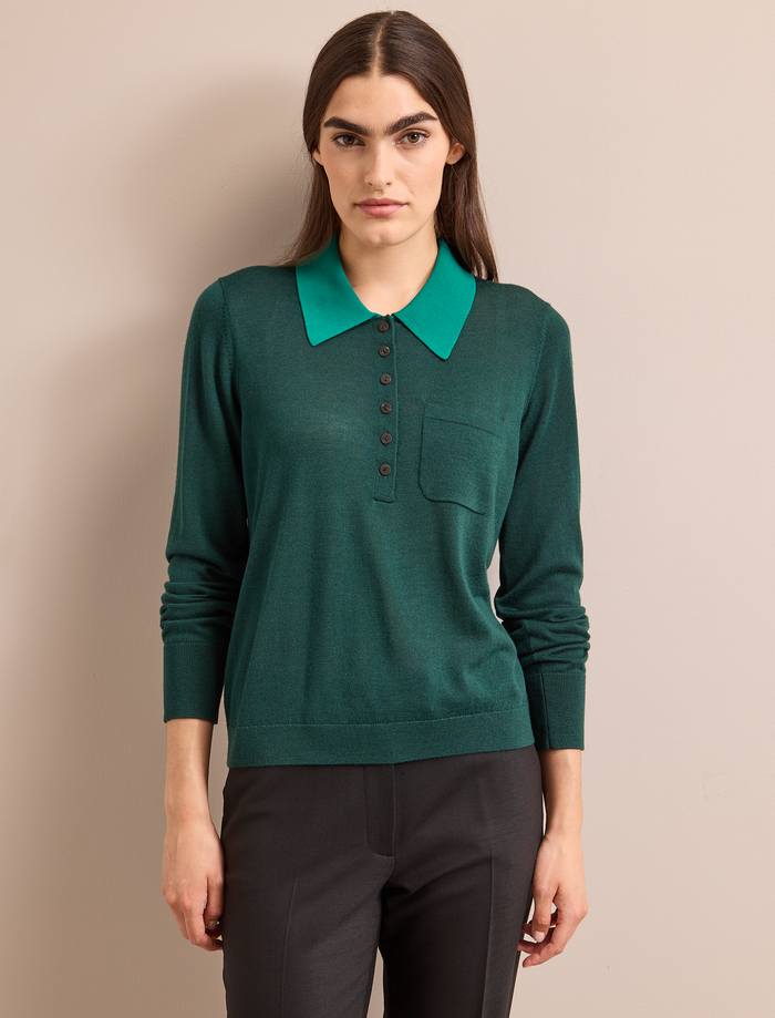 cefinn Josie Merino Wool Blend Jumper - Dark Green Emerald Green Knit