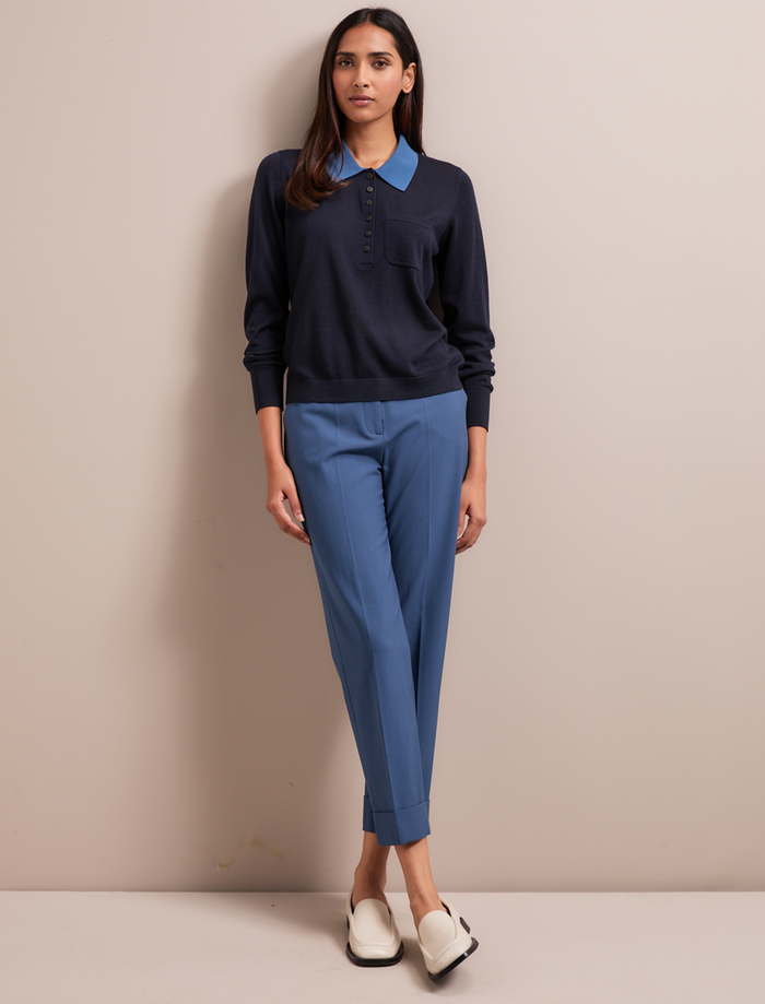 Cefinn Josie Merino Wool Blend Jumper - Navy Slate Blue Knit